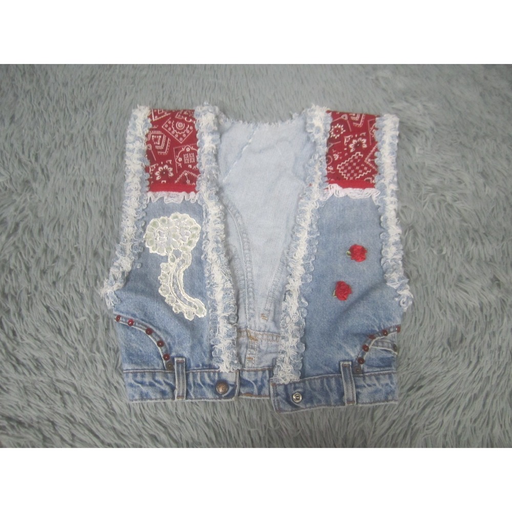 Womens Small/Medium Custom Levi's Vest Jacket Blue Denim